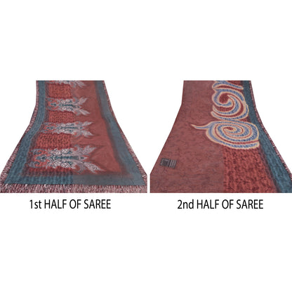 Sanskriti vintage Bollywood Designer Printed Sari Pure Georgette Silk 5Yd Sarees