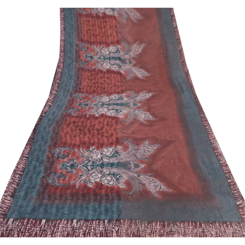 Sanskriti vintage Bollywood Designer Printed Sari Pure Georgette Silk 5Yd Sarees