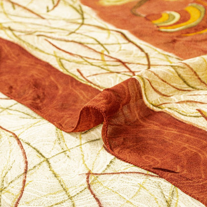 Sanskriti Vintage Cream Saree Pure Georgette Silk Printed Sari 5 Yd Craft Sustainable Fabric