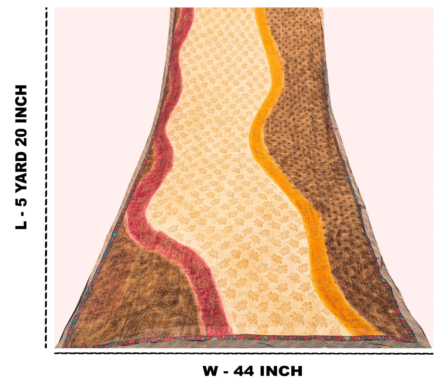Sanskriti Vintage Sari 100% Pure Georgette Silk Brown Printed Floral Saree 5Yd Craft Fabric Boho Quilting Material For DIY Projects