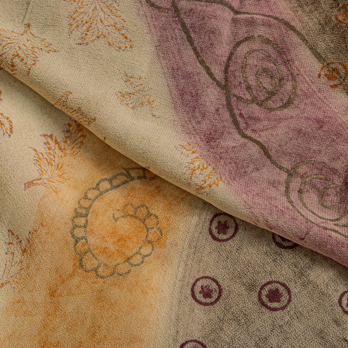 Sanskriti Vintage Sari 100% Pure Georgette Silk Brown Printed Floral Saree 5Yd Craft Fabric Boho Quilting Material For DIY Projects