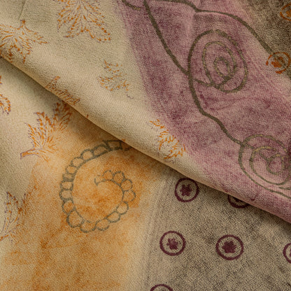 Sanskriti Vintage Sari 100% Pure Georgette Silk Brown Printed Floral Saree 5Yd Craft Fabric Boho Quilting Material For DIY Projects