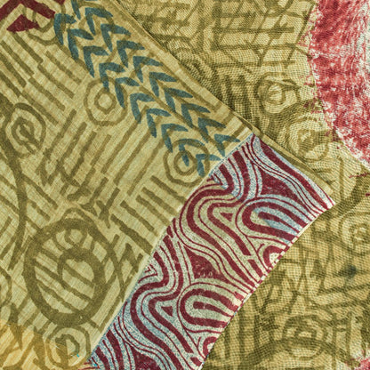 Sanskriti Vintage Green Sarees Pure Georgette Silk Printed Sari Craft Sustainable Fabric