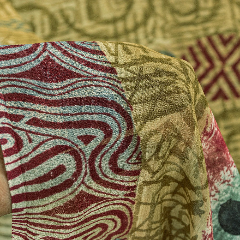 Sanskriti Vintage Green Sarees Pure Georgette Silk Printed Sari Craft Sustainable Fabric