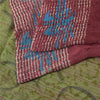Sanskriti Vintage 100% Pure Georgette Silk Purple/Green Printed Sarees 5 Fabric For Crafting, Upcycling, or Even Wearing