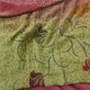 Sanskriti Vintage 100% Pure Georgette Silk Purple/Green Printed Sarees 5 Fabric For Crafting, Upcycling, or Even Wearing