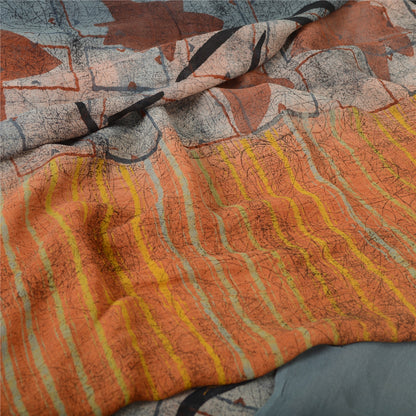 Sanskriti Vintage Designer Sarees Printed Blend Georgette Sari Craft 5 YD Sustainable Fabric