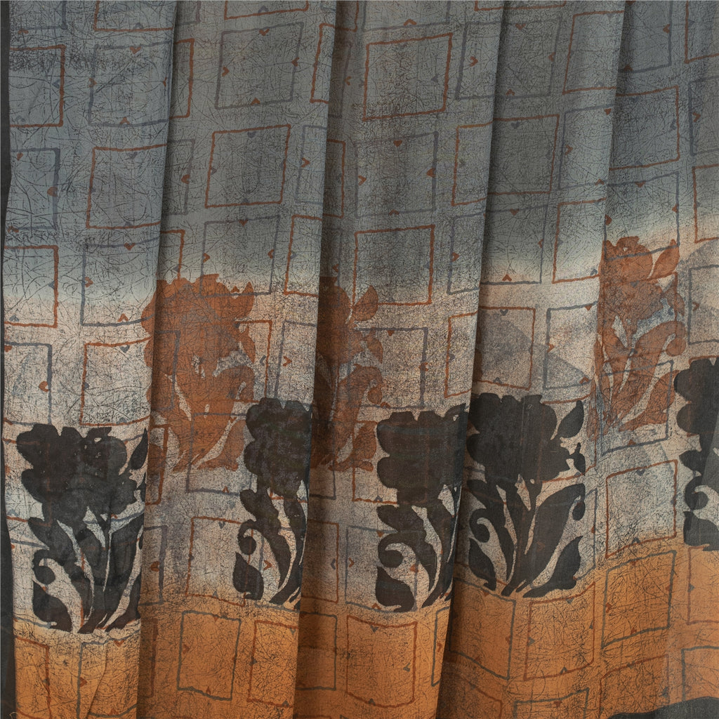 Sanskriti Vintage Designer Sarees Printed Blend Georgette Sari Craft 5 YD Sustainable Fabric