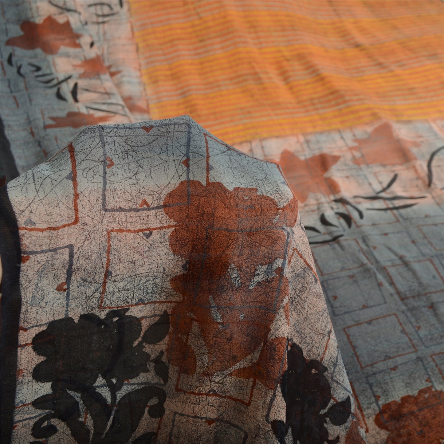 Sanskriti Vintage Designer Sarees Printed Blend Georgette Sari Craft 5 YD Sustainable Fabric