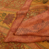 Sanskriti Vintage Peach Sarees Ren Georgette Silke Trykt Sari Håndværk Bæredygtigt Stoff
