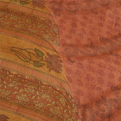 Sanskriti Vintage Peach Sarees Ren Georgette Silke Trykt Sari Håndværk Bæredygtigt Stoff
