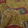 Sanskriti Vintage Sari Blend Georgette Green Indian Sarees Printed 5 Yd Craft Fabric Home Decor, Women Floral Outfit, Silk Scrap