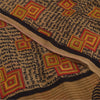 Sanskriti Vintage Pure Georgette Silk Saree: Brown Geometric & Abstract Print Fabric 5 YD Home Decor, Women Floral Outfit, Silk Scrap