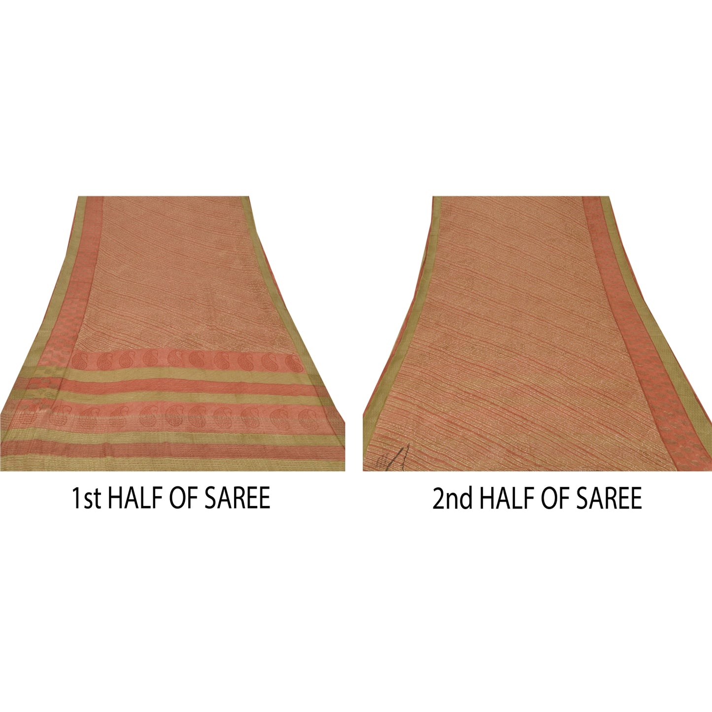 Sanskriti Vintage Orange Sarees Printed Sari Pure Georgette Silk Craft Fabric