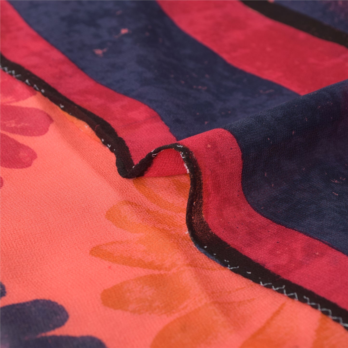 Sanskriti Vintage Peach Sarees Pure Georgette Silk Printed Sari 5Yd Craft Fabric