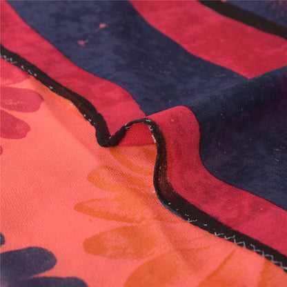 Sanskriti Vintage Peach Sarees Pure Georgette Silk Printed Sari 5Yd Craft Fabric