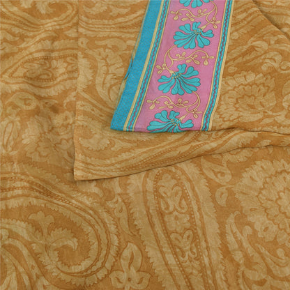 Sanskriti Vintage Green Sarees Pure Georgette Silk Printed Sari Craft Fabric