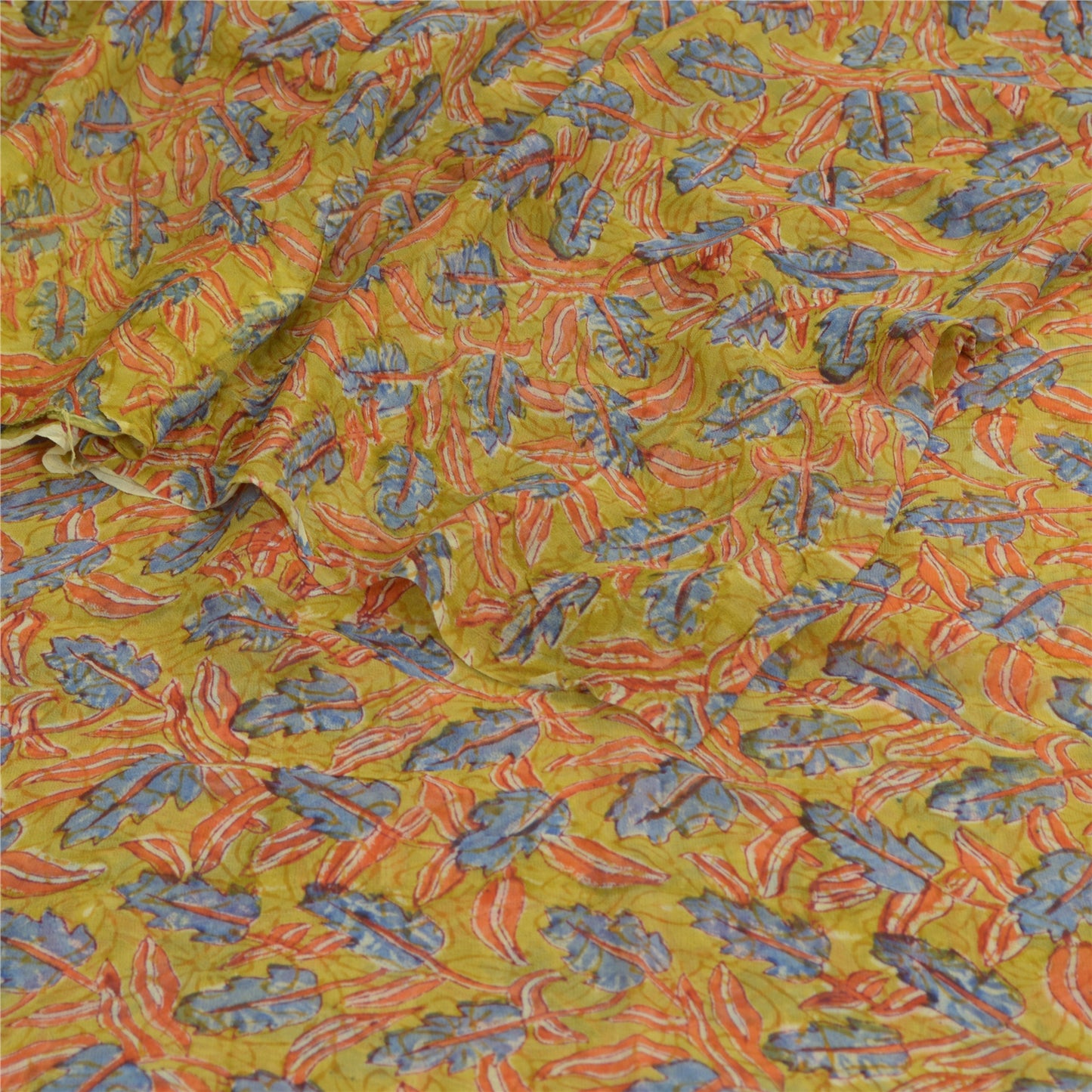 Sanskriti Vintage Sari Green Floral Printed Pure Georgette 5+YD Indian Sarees
