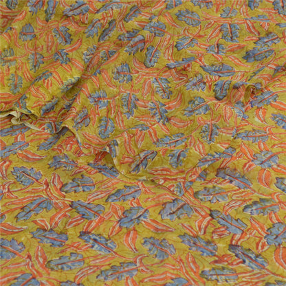 Sanskriti Vintage Sari Green Floral Printed Pure Georgette 5+YD Indian Sarees