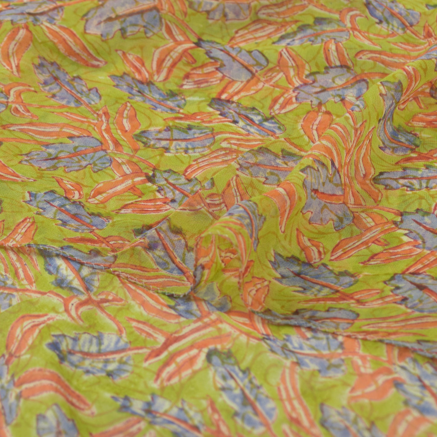 Sanskriti Vintage Sari Green Floral Printed Pure Georgette 5+YD Indian Sarees