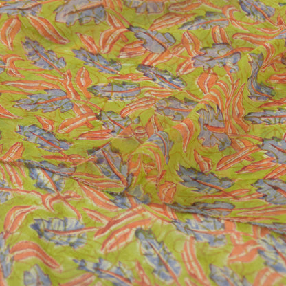 Sanskriti Vintage Sari Green Floral Printed Pure Georgette 5+YD Indian Sarees