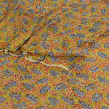 Sanskriti Vintage Sari Green Floral Printed Pure Georgette 5+YD Indian Sarees