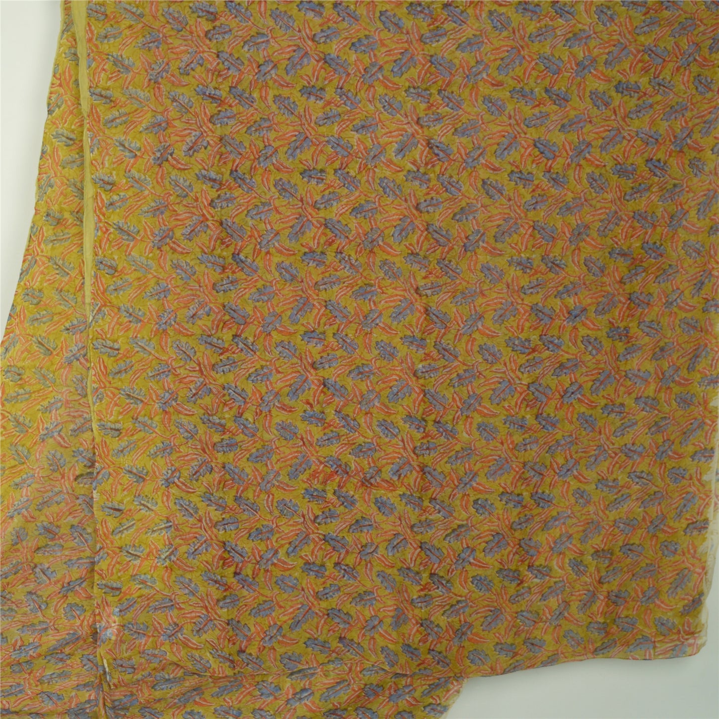 Sanskriti Vintage Sari Green Floral Printed Pure Georgette 5+YD Indian Sarees