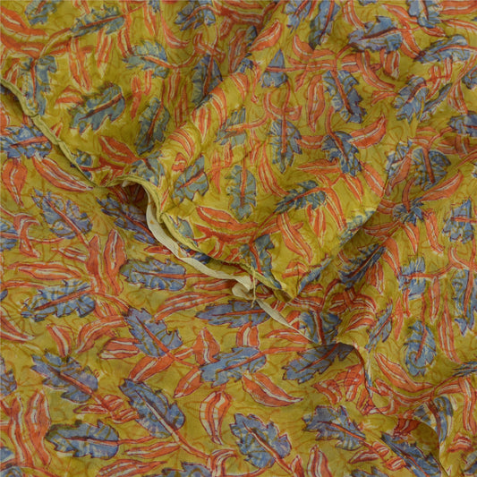 Sanskriti Vintage Sari Green Floral Printed Pure Georgette 5+YD Indian Sarees
