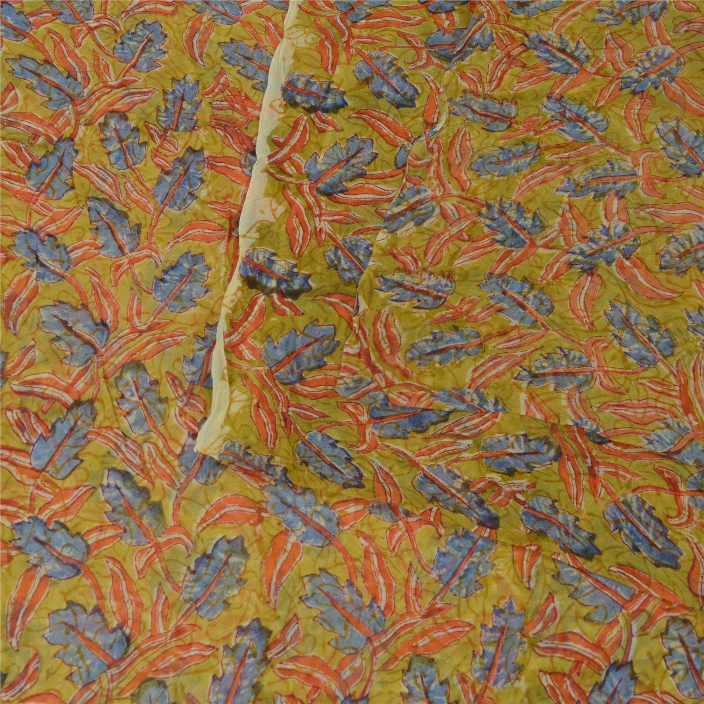 Sanskriti Vintage Sari Green Floral Printed Pure Georgette 5+YD Indian Sarees