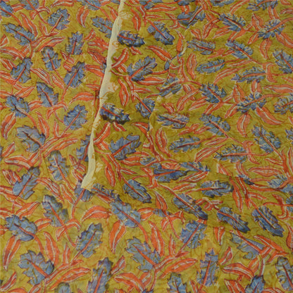 Sanskriti Vintage Sari Green Floral Printed Pure Georgette 5+YD Indian Sarees
