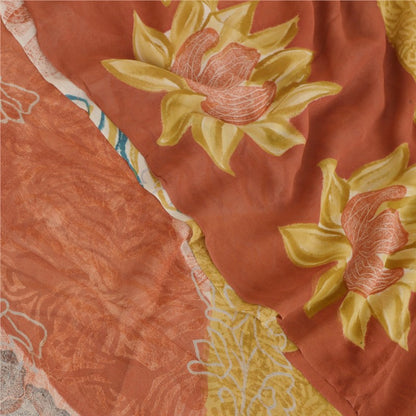 Sanskriti Vintage Indisk Sari Ren Georgette Silke Trykt Bæredygtigt Stoff Håndlavet Sari