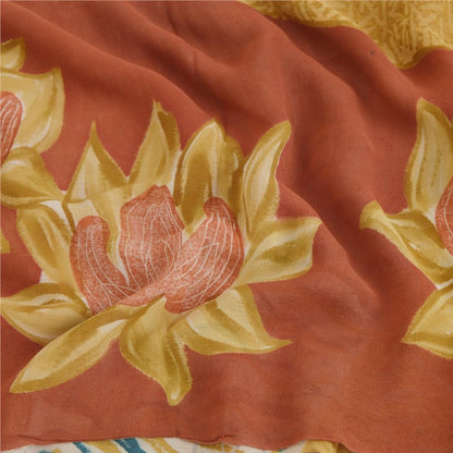 Sanskriti Vintage Indisk Sari Ren Georgette Silke Trykt Bæredygtigt Stoff Håndlavet Sari