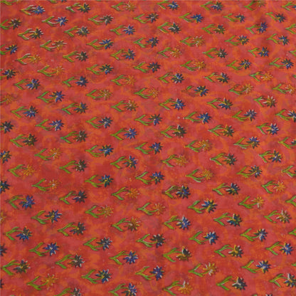Sanskriti Vintage Red Sarees Pure Georgette Silk Printed Sari Soft Craft Fabric