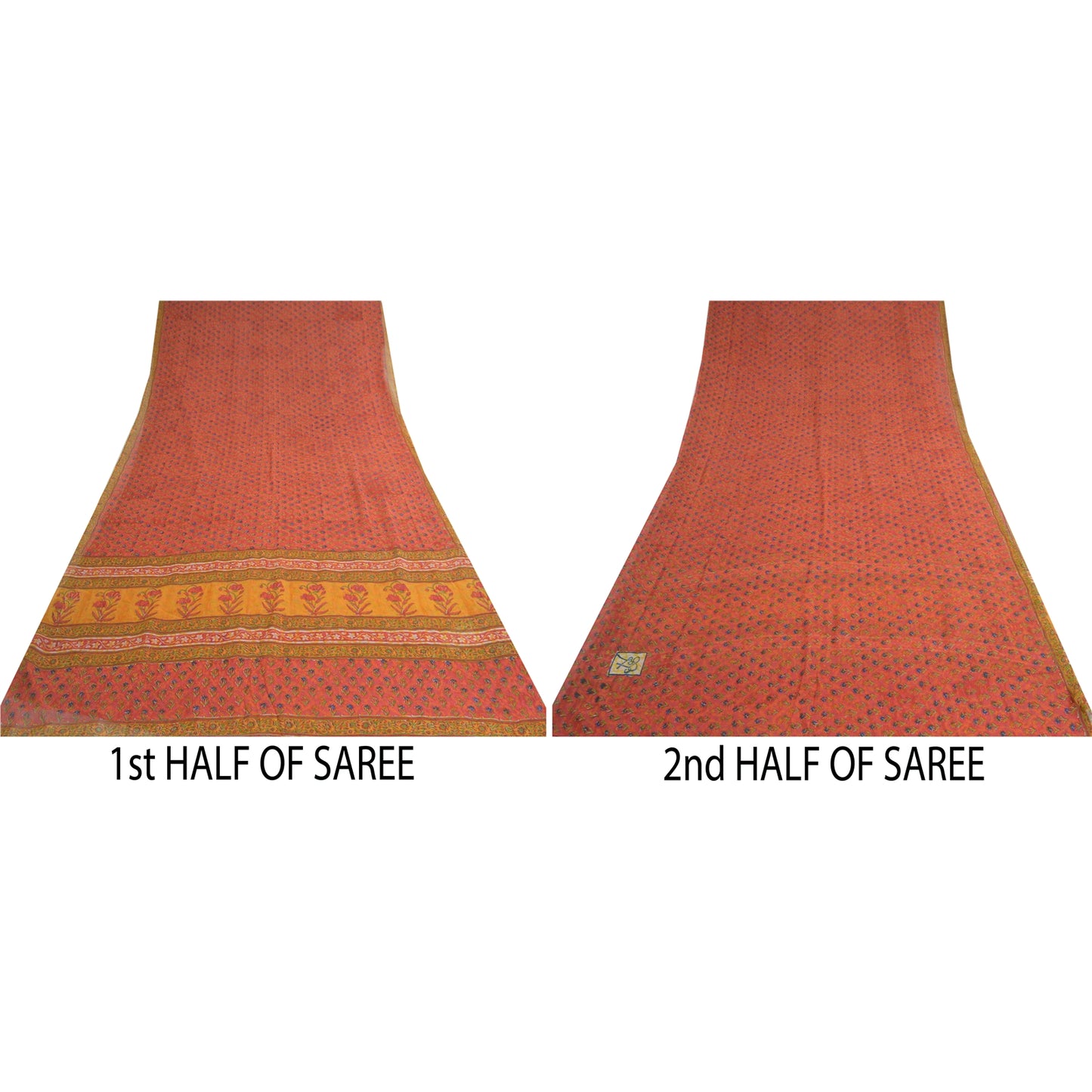 Sanskriti Vintage Red Sarees Pure Georgette Silk Printed Sari Soft Craft Fabric