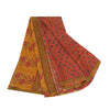 Sanskriti Vintage Red Sarees Pure Georgette Silk Printed Sari Soft Craft Fabric