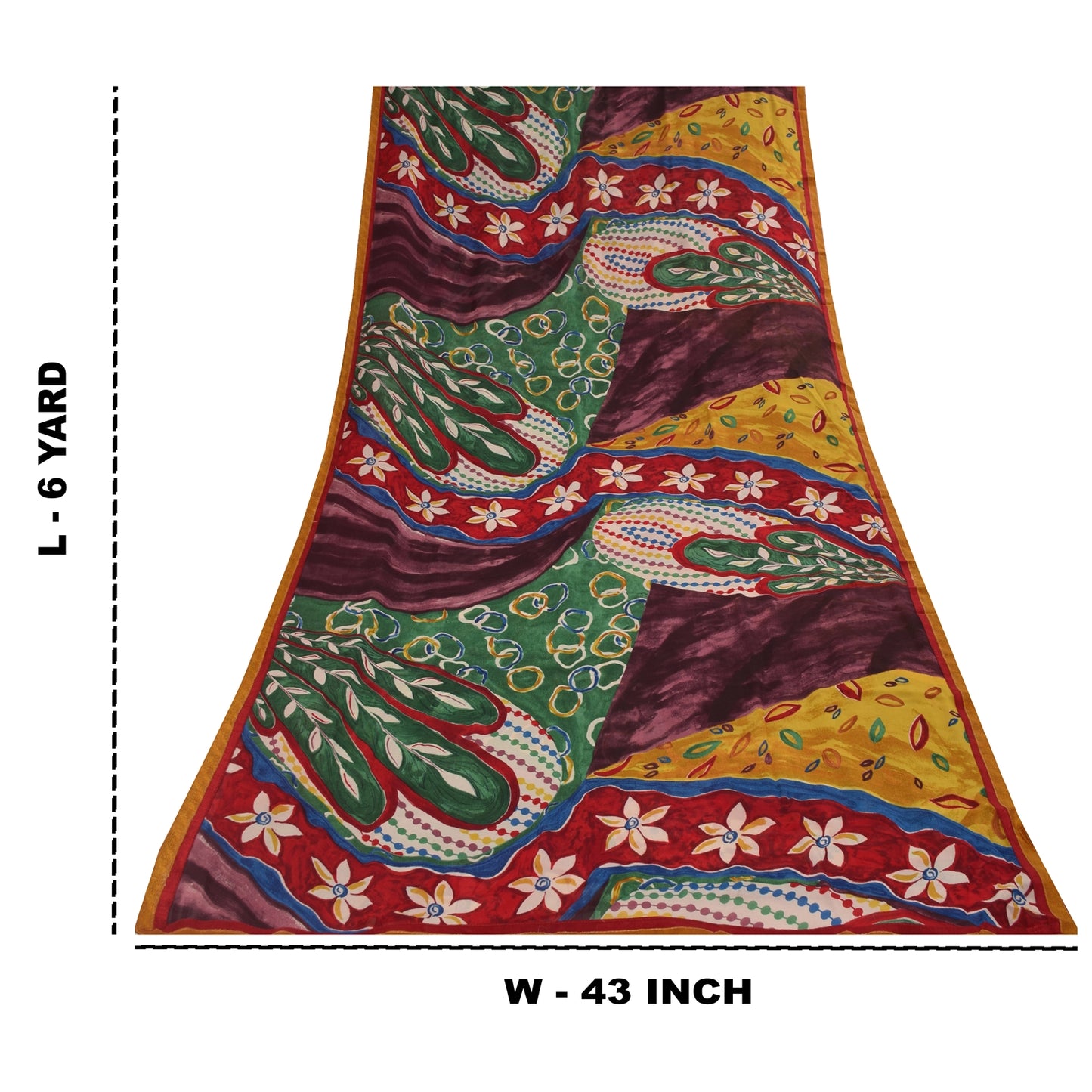 Sanskriti Vintage Indian Sari Blend Georgette Printed Sarees 6 yard Craft Fabric