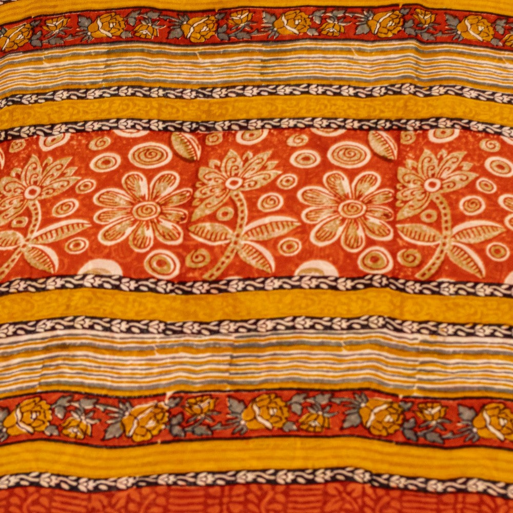Sanskriti Vintage Sari 100% Pure Georgette Silk Red Sarees Printed 5Yd Craft Fabric upholstery fabric