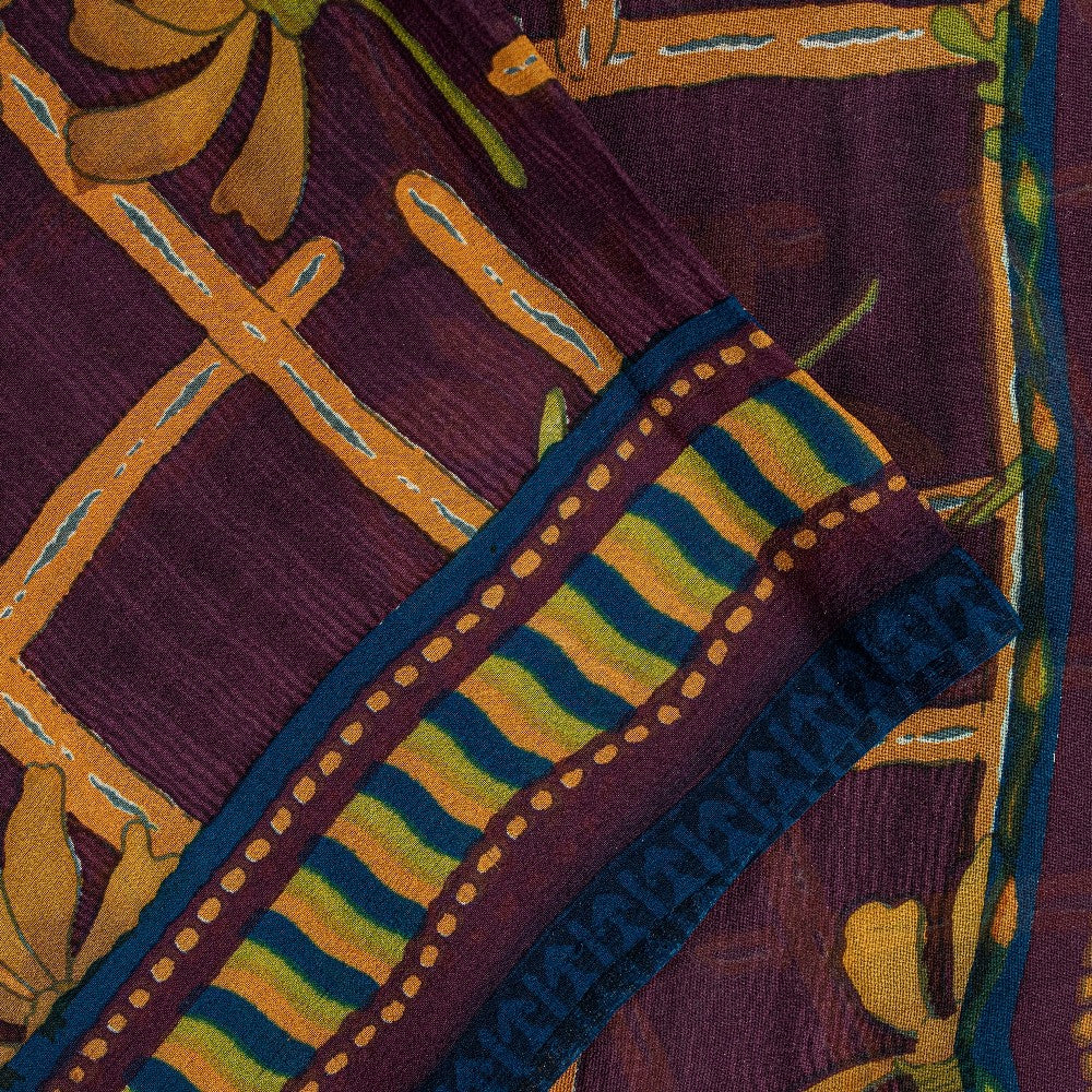 Sanskriti Vintage Lilla Sarees Ren Georgette Silke Trykt Sari Håndværk Bæredygtigt Stoff