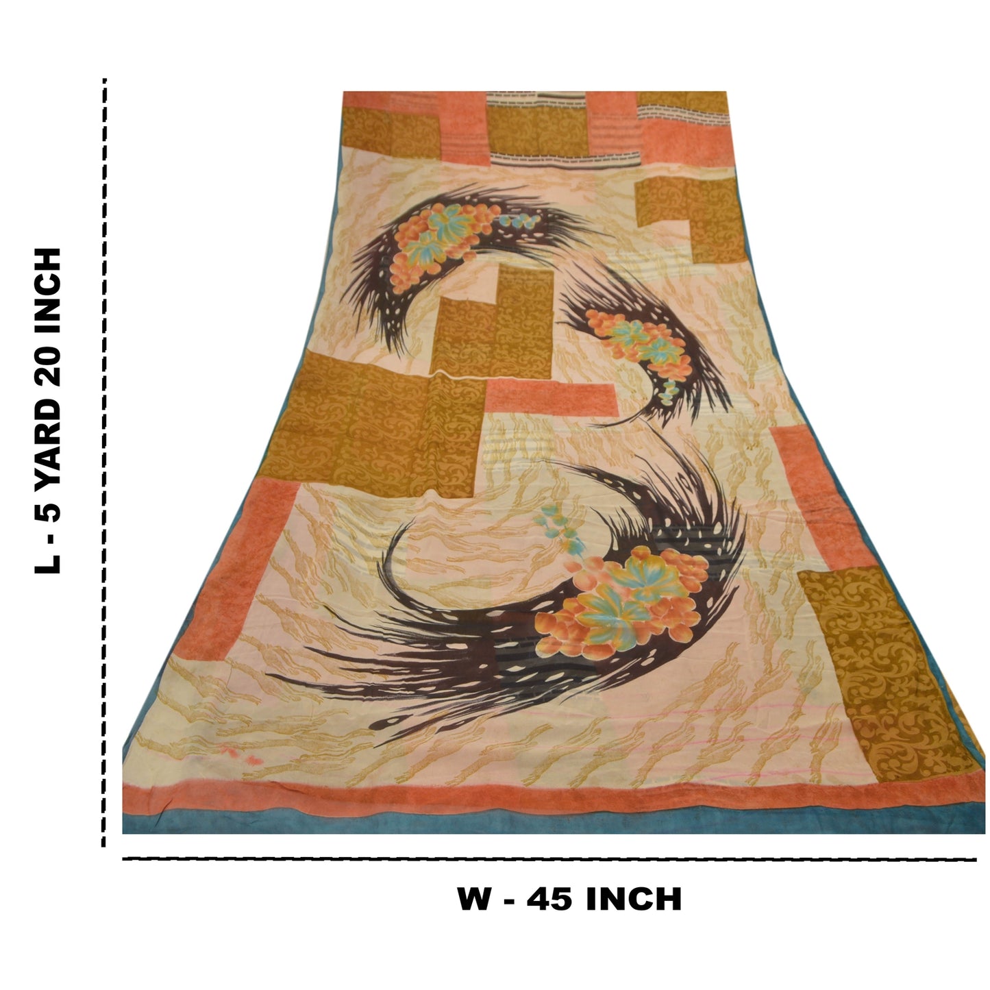 Sanskriti Vintage Indian Sarees Pure Georgette Silk Printed Sari Craft Fabric