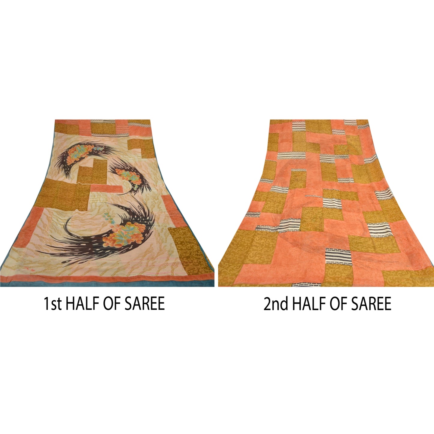 Sanskriti Vintage Indian Sarees Pure Georgette Silk Printed Sari Craft Fabric