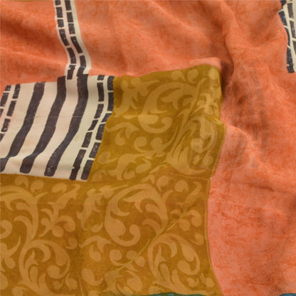 Sanskriti Vintage Indian Sarees Pure Georgette Silk Printed Sari Craft Fabric