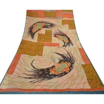 Sanskriti Vintage Indian Sarees Pure Georgette Silk Printed Sari Craft Fabric