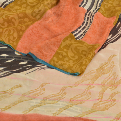 Sanskriti Vintage Indian Sarees Pure Georgette Silk Printed Sari Craft Fabric