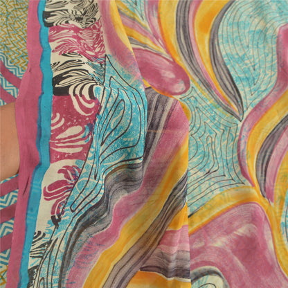 Sanskriti Vintage Indian Sarees Pure Georgette Silk Printed Sari Craft Fabric