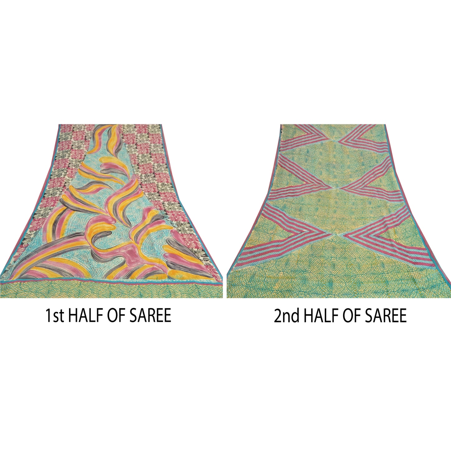 Sanskriti Vintage Indian Sarees Pure Georgette Silk Printed Sari Craft Fabric