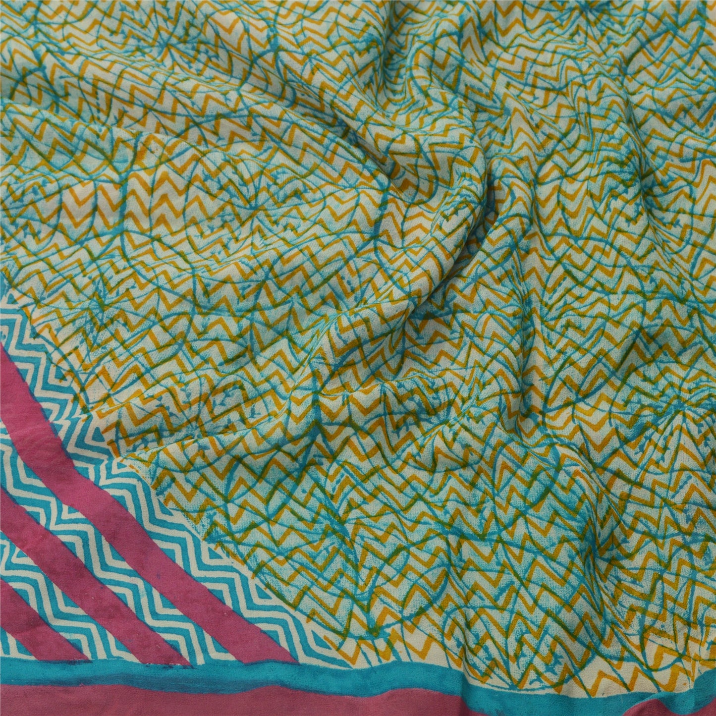 Sanskriti Vintage Indian Sarees Pure Georgette Silk Printed Sari Craft Fabric