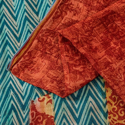 Sanskriti Vintage Red Sarees Pure Georgette Silk Printed Sari 5YD Craft Sustainable Fabric
