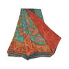 Sanskriti Vintage Red Sarees Pure Georgette Silk Printed Sari 5YD Craft Sustainable Fabric