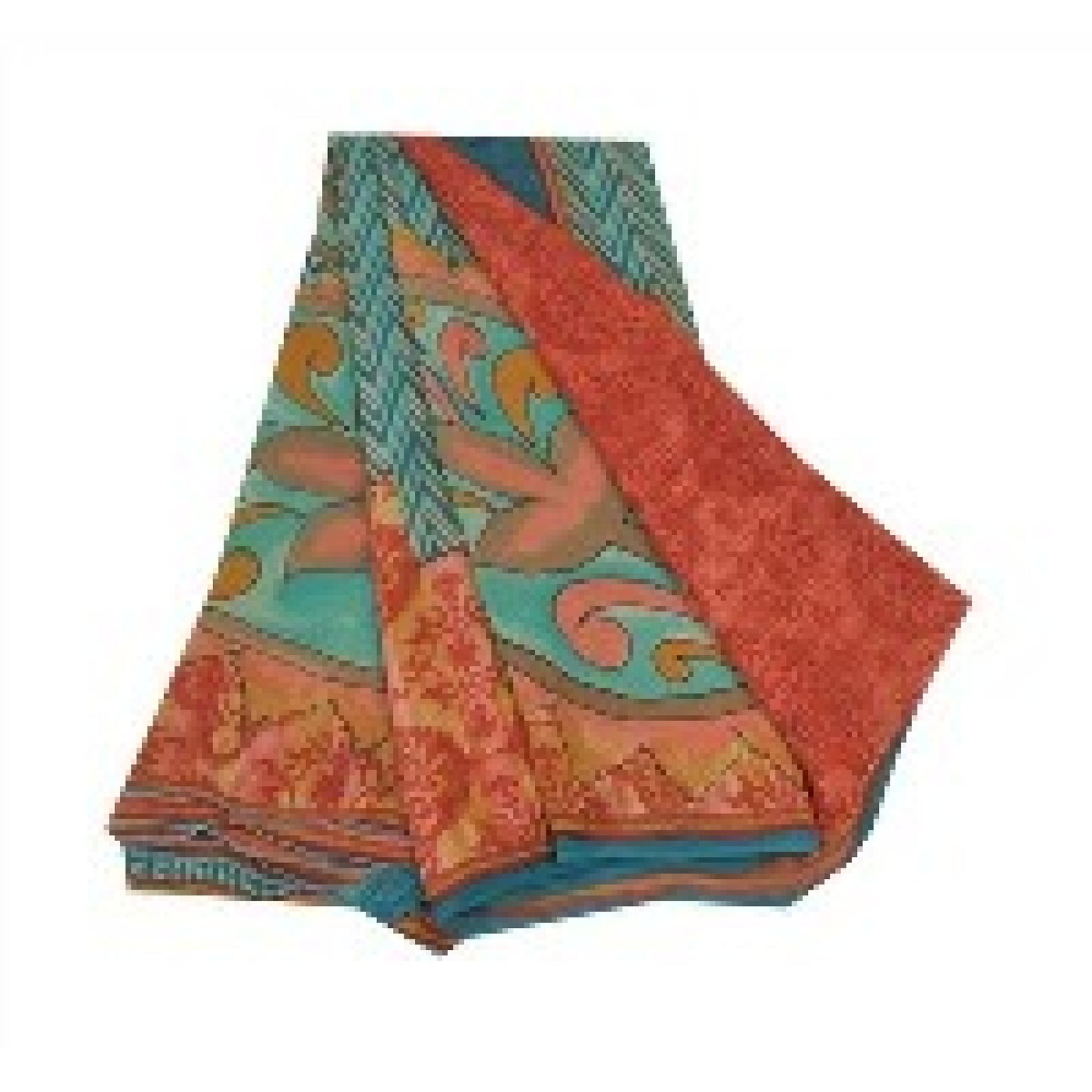 Sanskriti Vintage Red Sarees Pure Georgette Silk Printed Sari 5YD Craft Sustainable Fabric