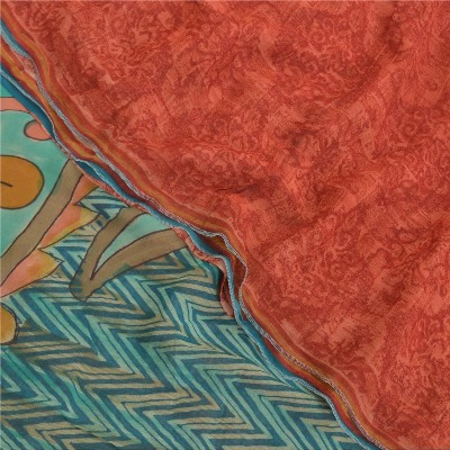 Sanskriti Vintage Red Sarees Pure Georgette Silk Printed Sari 5YD Craft Sustainable Fabric